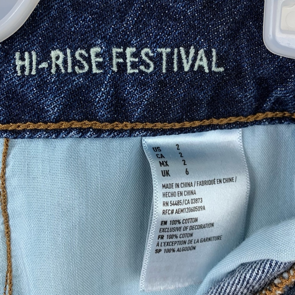 American Eagle Hi-Rise Festival Cutoff Jean Shorts Size 2 - Picture 7 of 8